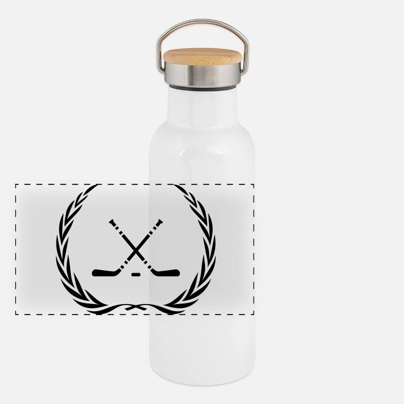 Eishockey hockeyschläger Kranz Panorama Thermosflasche mit Bambusdeckel