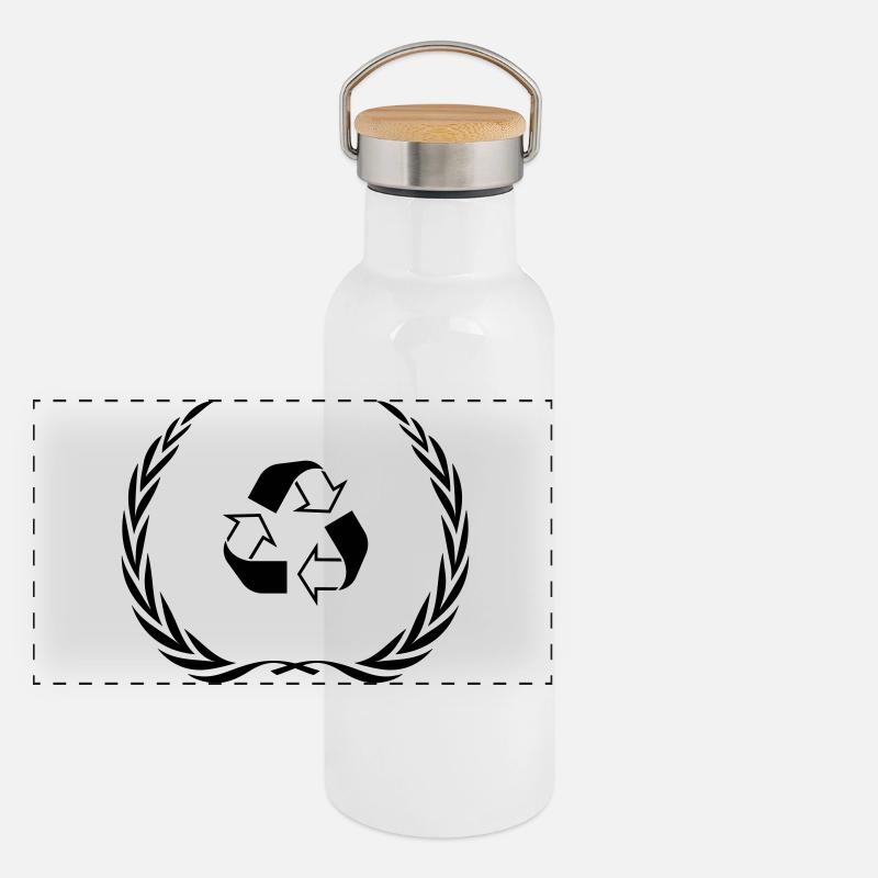 Couronne de symbole de recyclage Gourde isotherme avec bouchon en bambou