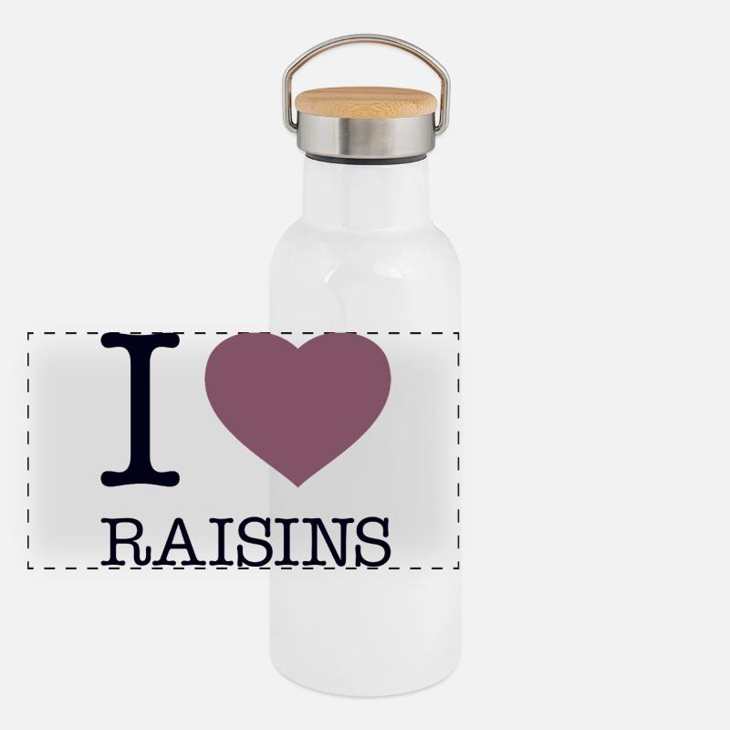 j’adore les raisins secs Gourde isotherme avec bouchon en bambou