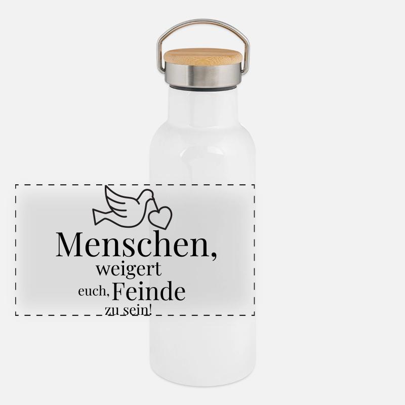 Peuple, refusez d’être ennemis ! Gourde isotherme avec bouchon en bambou