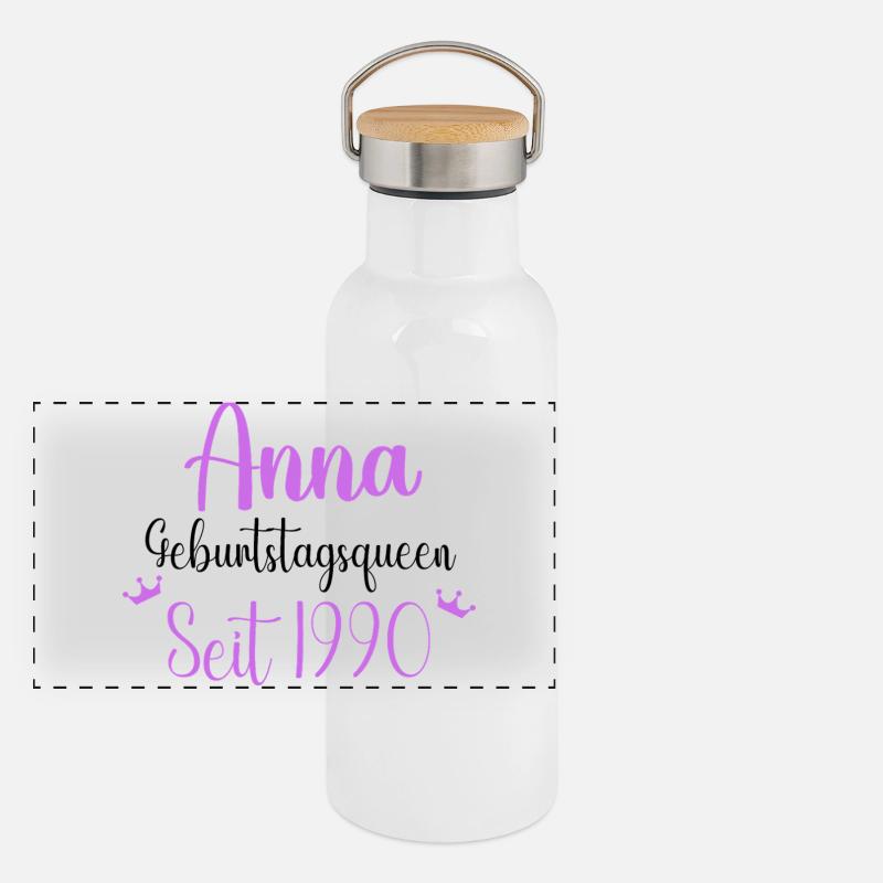 Anna Geburtstagsqueen Seit 1990 Geschenk Design Panorama Thermosflasche mit Bambusdeckel