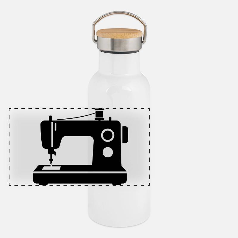 Nähmaschine Panorama Thermosflasche mit Bambusdeckel