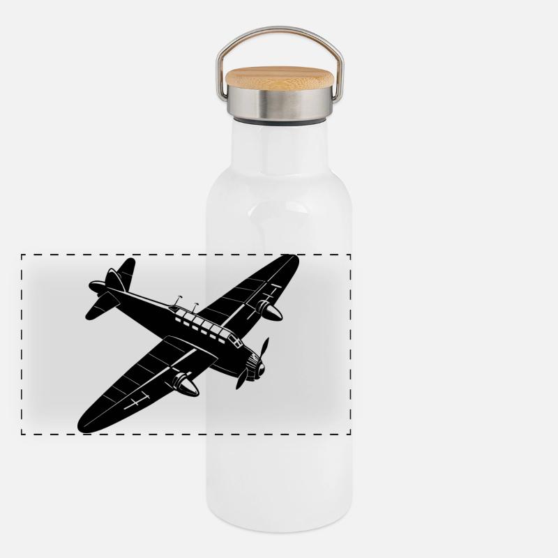 Old airplane Panoramic Thermal Bottle with Bamboo Lid