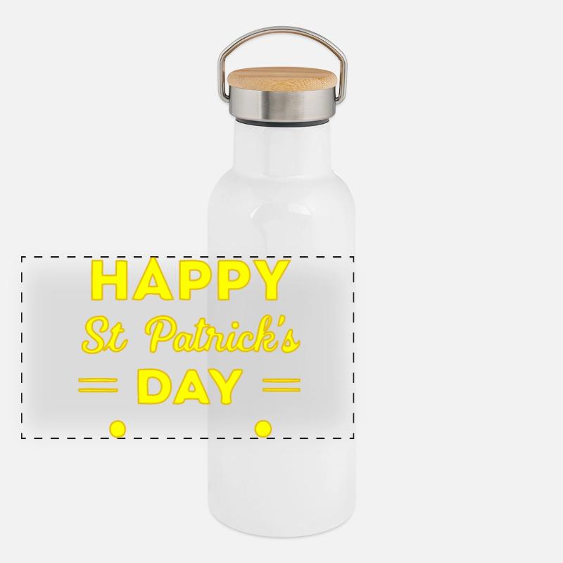 Saint-Patrick Neon Jaune Joyeux Jour Gourde isotherme avec bouchon en bambou