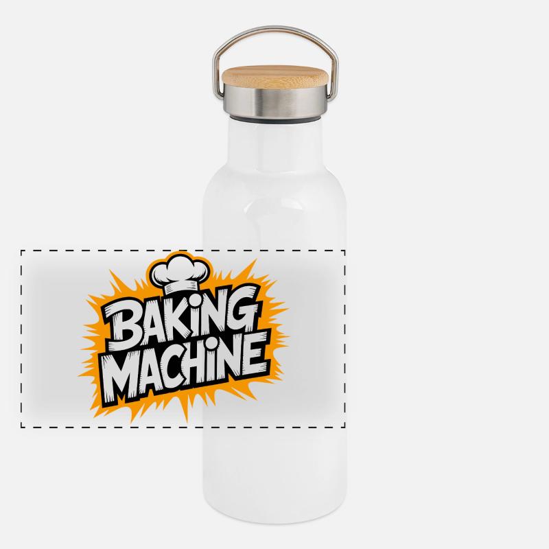 Baking Machine Fun Panoramic Thermal Bottle with Bamboo Lid