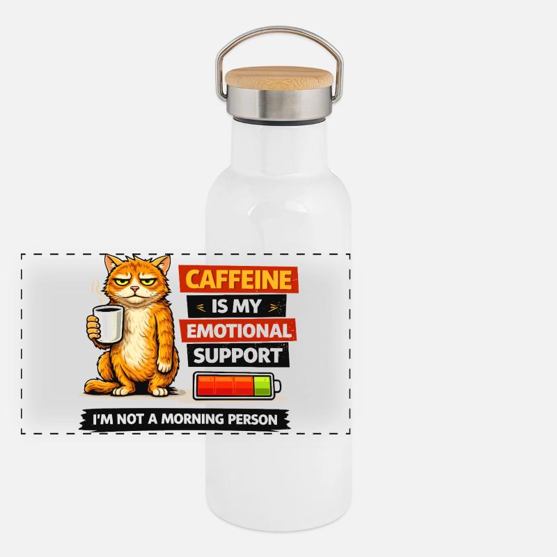Caffeinated Cat Morning Mood Panoramic Thermal Bottle with Bamboo Lid