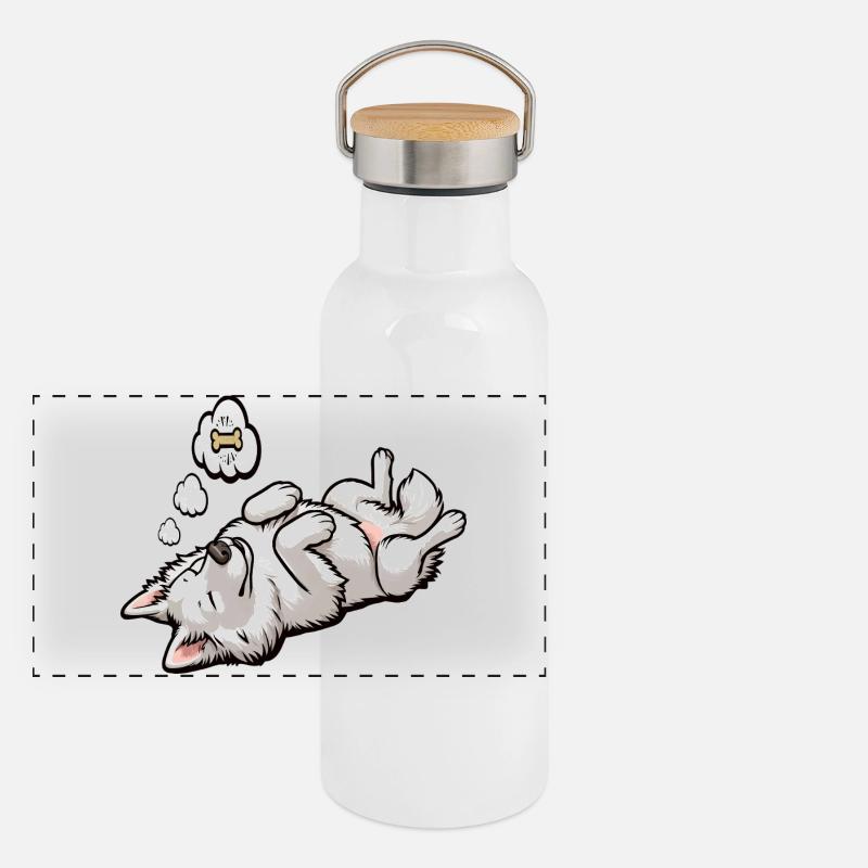 White Shepherd Shepherd Shepherd Dogs Panoramic Thermal Bottle with Bamboo Lid