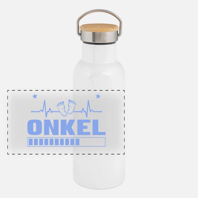 Ich werde Onkel 2027 – Werdender Onkel Panorama Thermosflasche mit Bambusdeckel