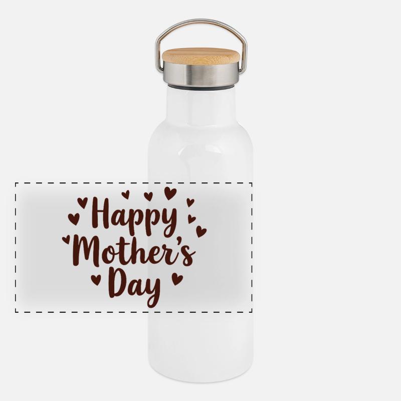 Herzlicher Gruß zum Muttertag Panorama Thermosflasche mit Bambusdeckel