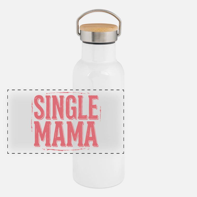 Single Mama Power Spruch Panorama Thermosflasche mit Bambusdeckel