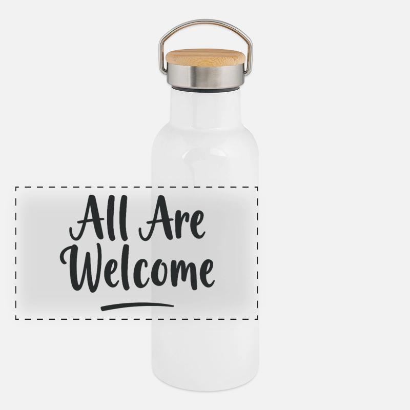 All Are Welcome Panorama Thermosflasche mit Bambusdeckel