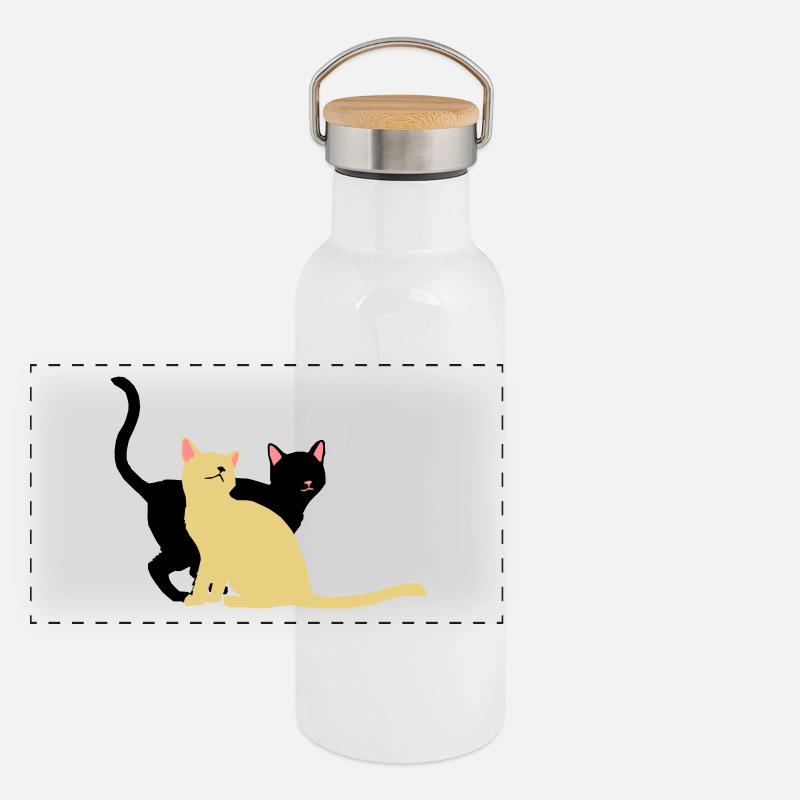 2 cats Panoramic Thermal Bottle with Bamboo Lid