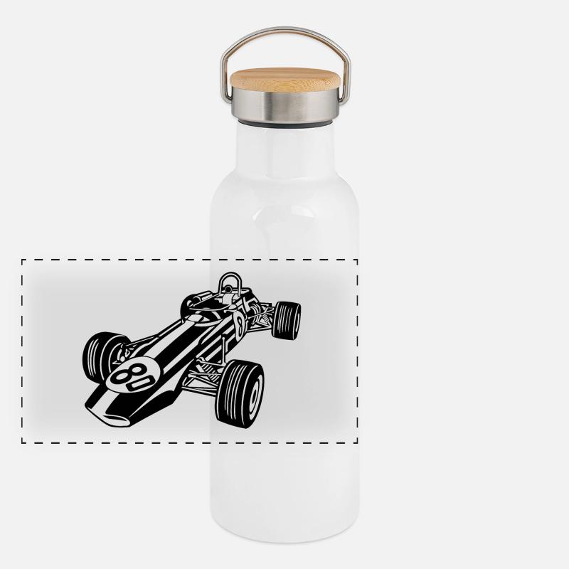 Voiture de course 02_schwarz blanc Gourde isotherme avec bouchon en bambou