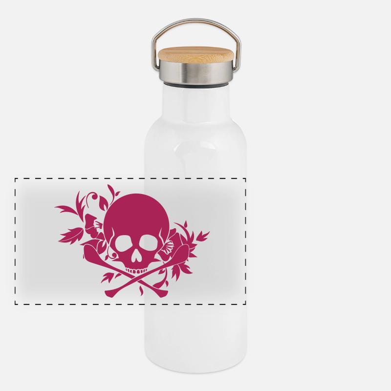 Skull Ornament Gourde isotherme avec bouchon en bambou