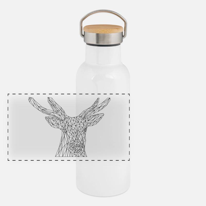 Reh #LowPoly Panorama Thermosflasche mit Bambusdeckel