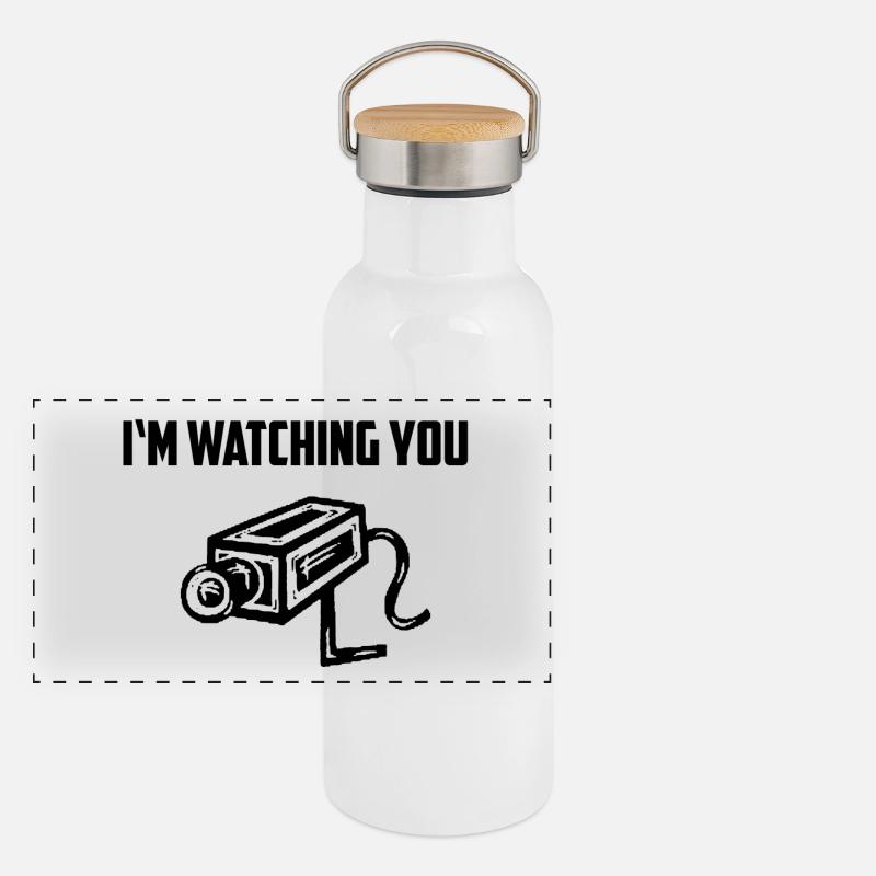 I am watching you Panorama Thermosflasche mit Bambusdeckel