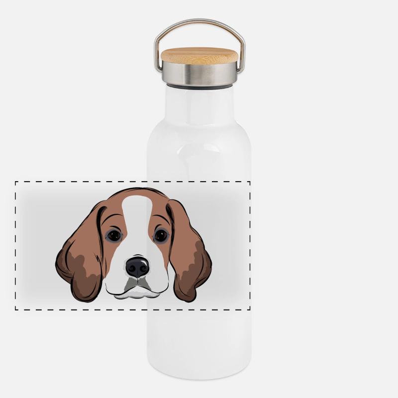 Beagle Puppy, Dog Lover, Gift Idea Panoramic Thermal Bottle with Bamboo Lid