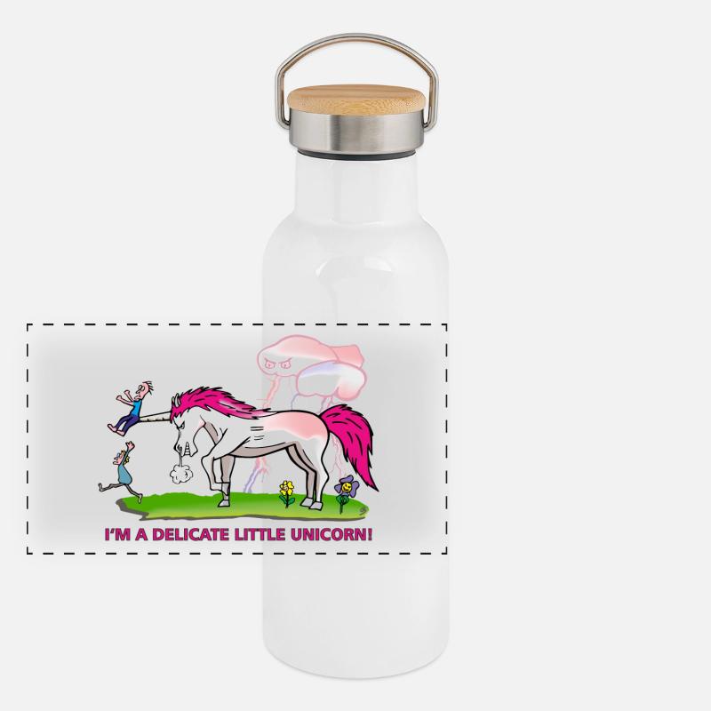 Delicate Unicorn Gourde isotherme avec bouchon en bambou