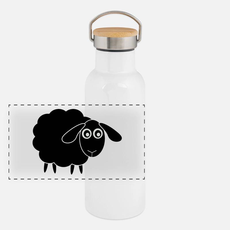 Mouton noir Gourde isotherme avec bouchon en bambou