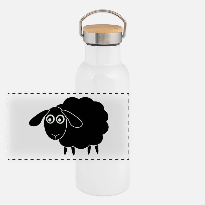 Mouton noir Gourde isotherme avec bouchon en bambou