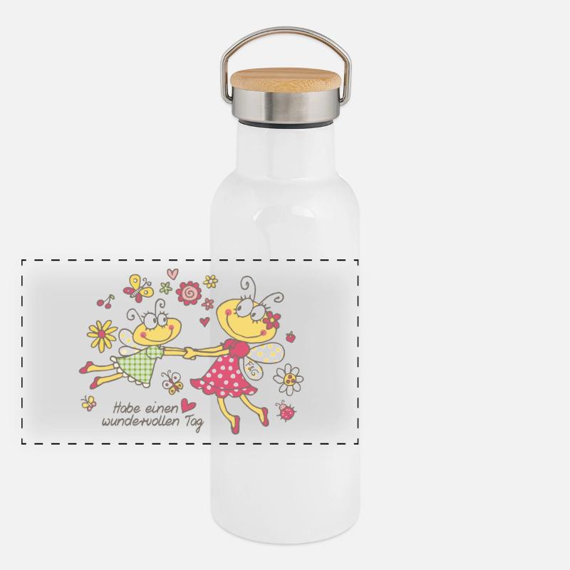 Danse des papillons Gourde isotherme avec bouchon en bambou