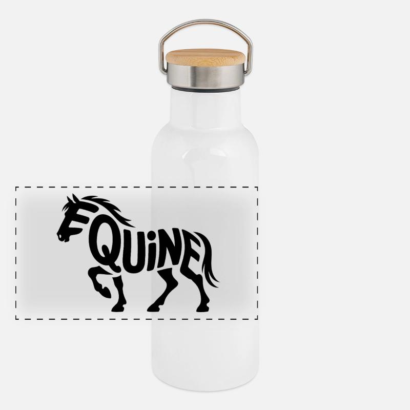 Pferd - Cooles Pferd Logo Panorama Thermosflasche mit Bambusdeckel