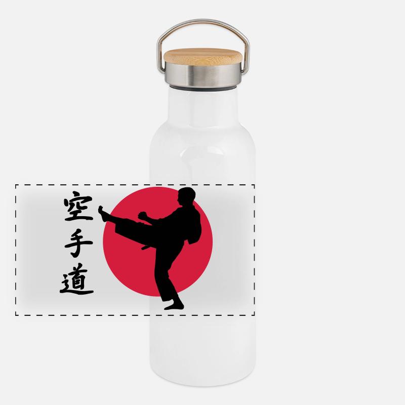 Karate Panorama Thermosflasche mit Bambusdeckel