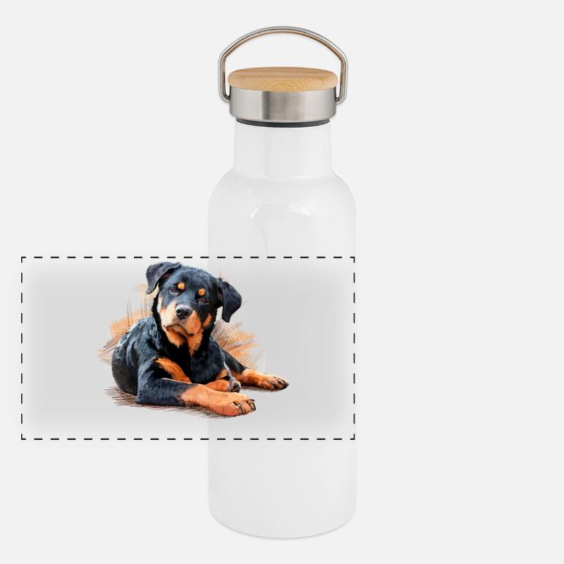 Rottweiler Gourde isotherme avec bouchon en bambou
