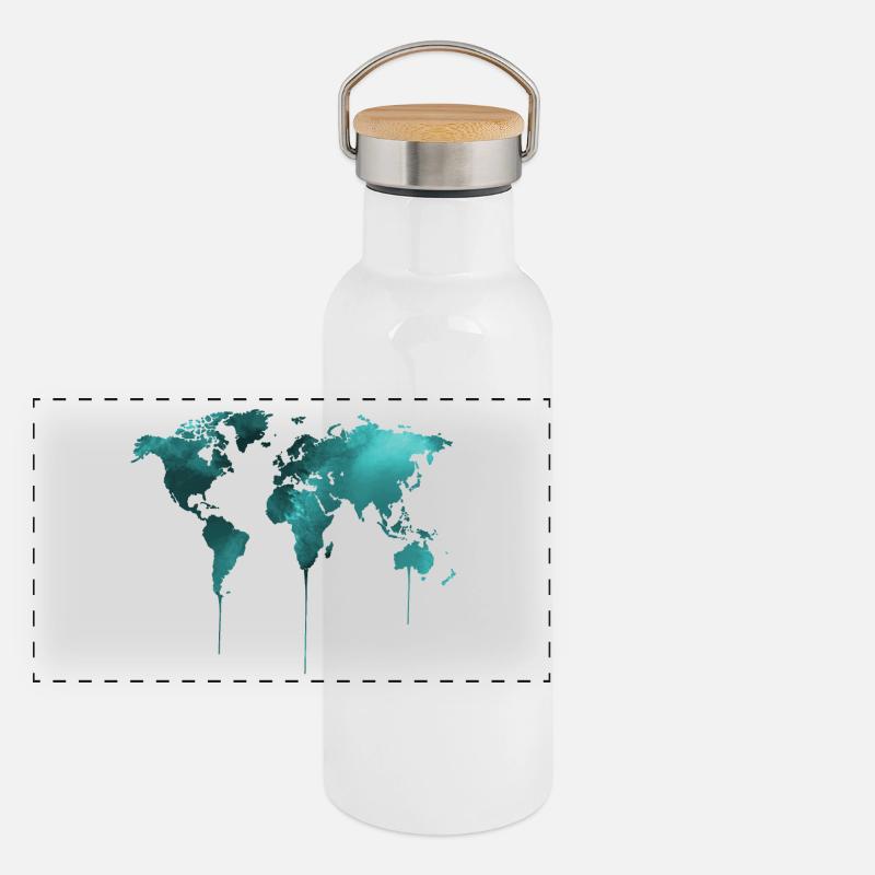 Carte terre Gourde isotherme avec bouchon en bambou