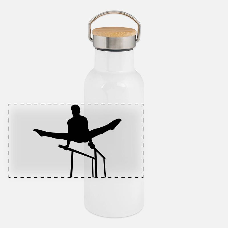 Gymnastics guy - Gymnastik guy Panorama Thermosflasche mit Bambusdeckel
