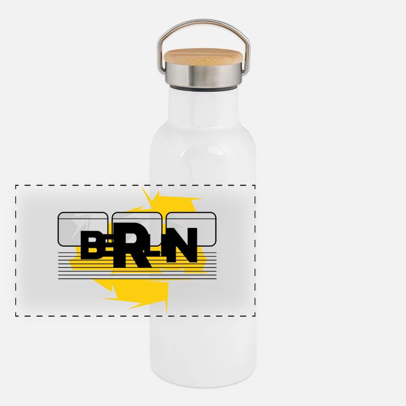 berlin ubahn Berliner Graffiti Symbol Icon Tram Panorama Thermosflasche mit Bambusdeckel