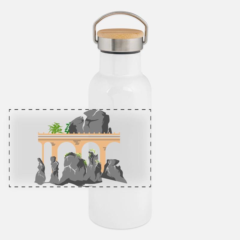 bastei saechsische schweiz berge geschenkidee Panorama Thermosflasche mit Bambusdeckel