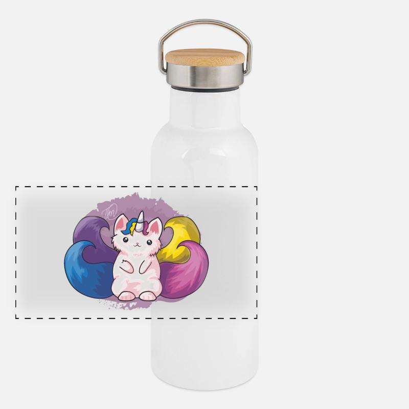 Kitty Katacorn Panorama Thermosflasche mit Bambusdeckel
