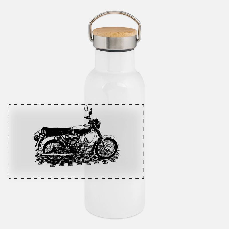 S51 - DDR-Motorräder Panorama Thermosflasche mit Bambusdeckel