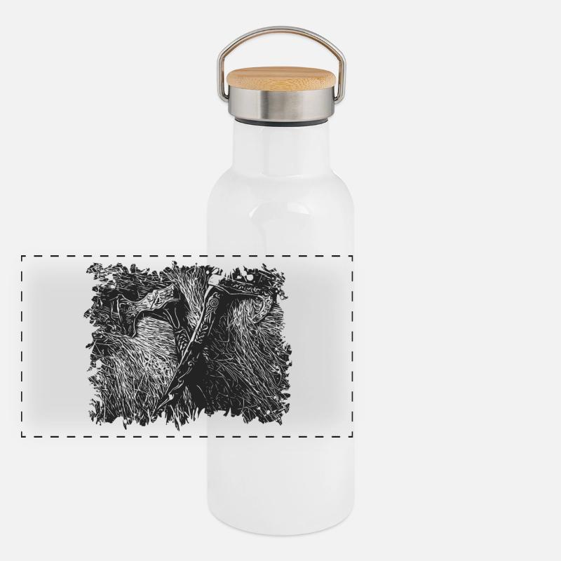 Haches Vikings Gourde isotherme avec bouchon en bambou