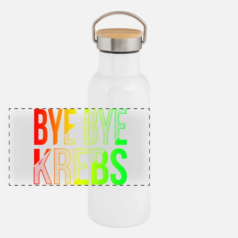 Bye Bye Kreps Regenbogen Design Panorama Thermosflasche mit Bambusdeckel