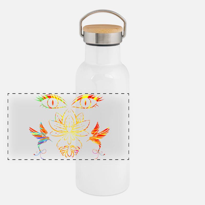 Zen face Panoramic Thermal Bottle with Bamboo Lid