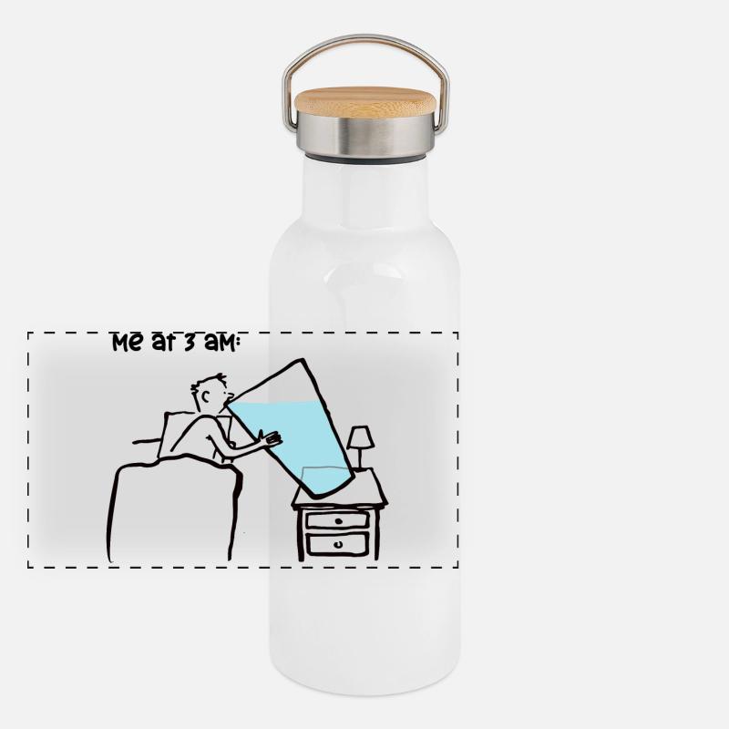 Moi à trois heures du soir! Gourde isotherme avec bouchon en bambou