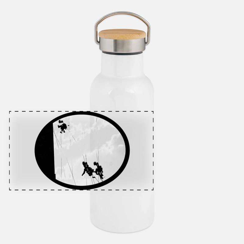 Bauarbeiter Panorama Thermosflasche mit Bambusdeckel