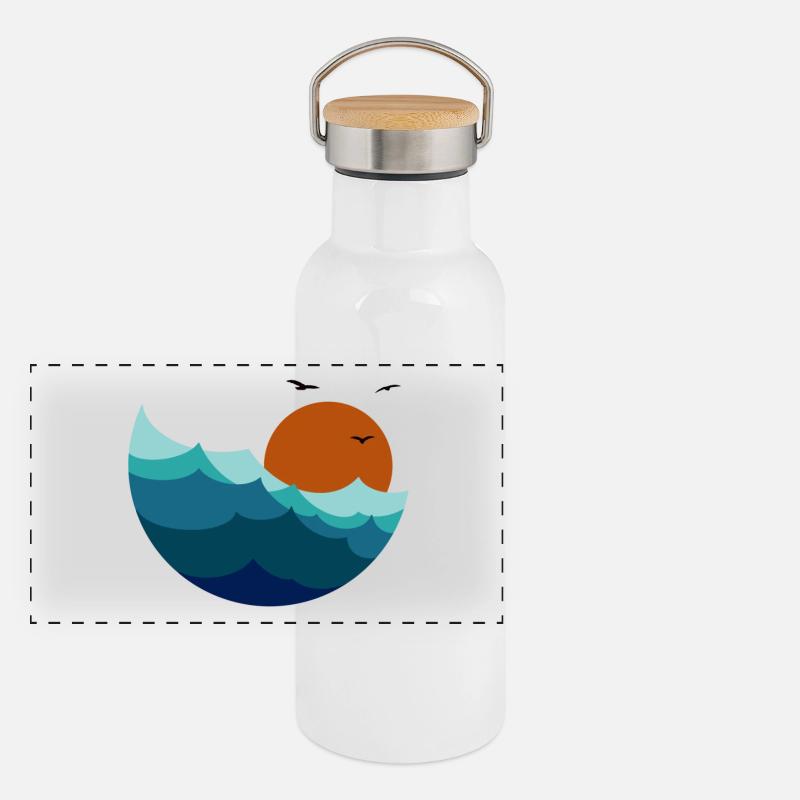 Waves Sunset Panoramic Thermal Bottle with Bamboo Lid