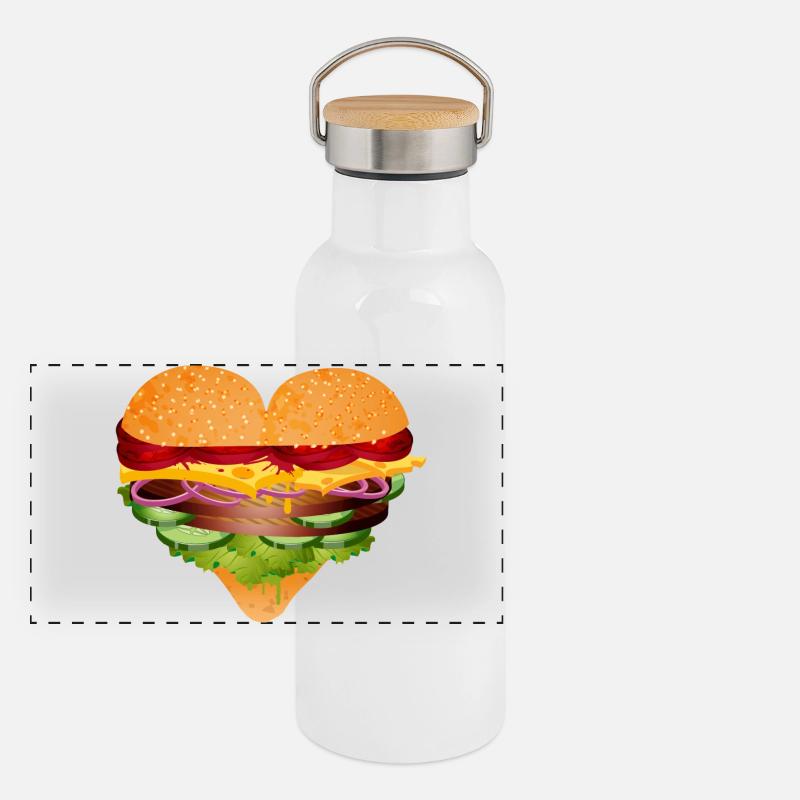 Petit pain à hamburger farci en variation de forme de cœur Gourde isotherme avec bouchon en bambou