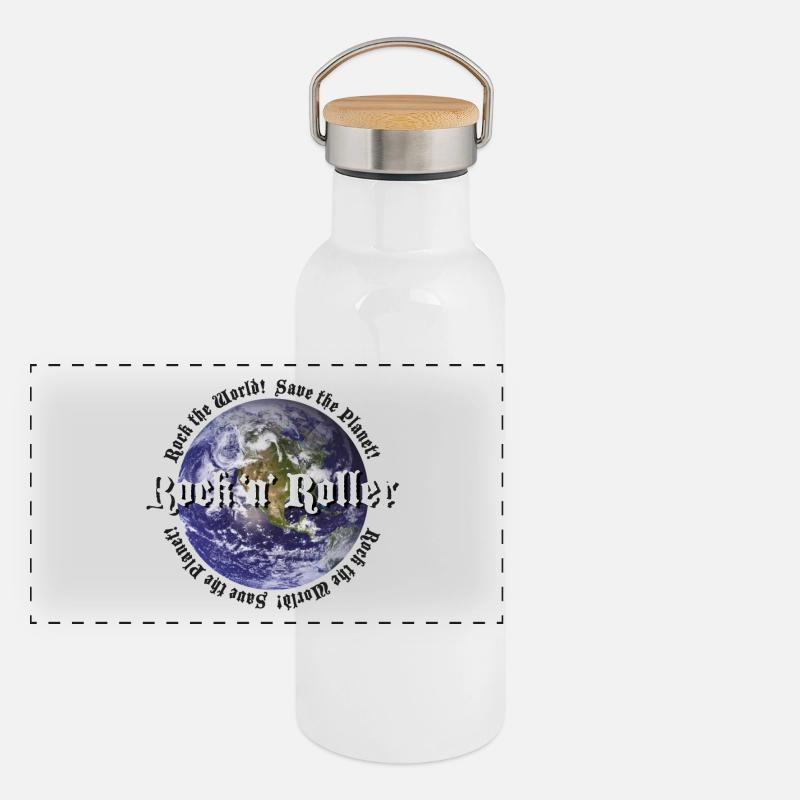 Rock the World Save the Planet Panoramic Thermal Bottle with Bamboo Lid