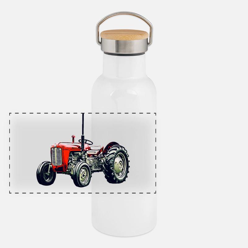 Old M F 35 Tractor Panoramic Thermal Bottle with Bamboo Lid