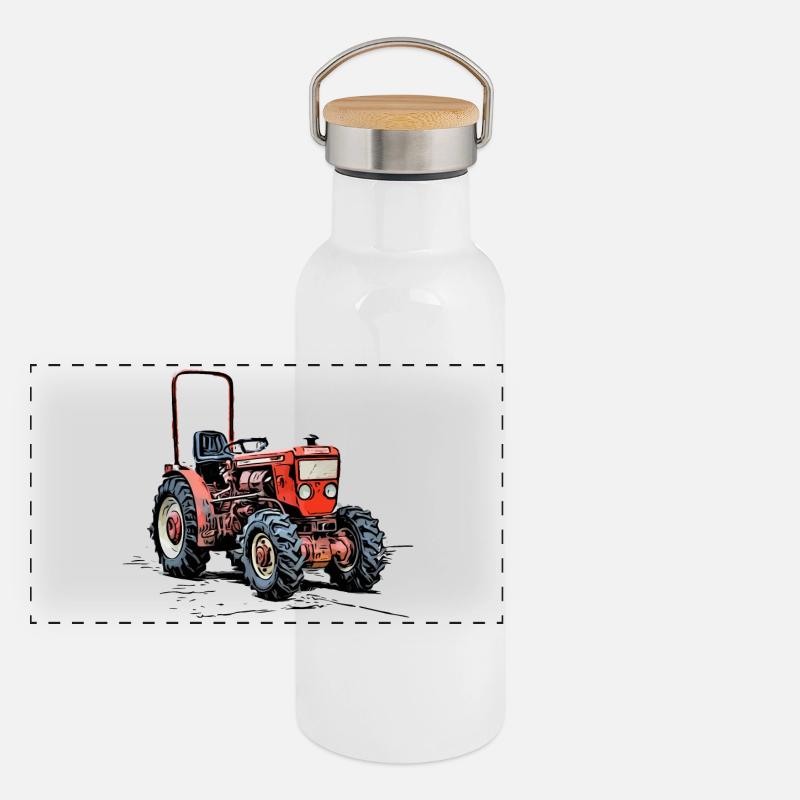 Schmalspurtraktor Traktor Krieger KS 33 Panorama Thermosflasche mit Bambusdeckel