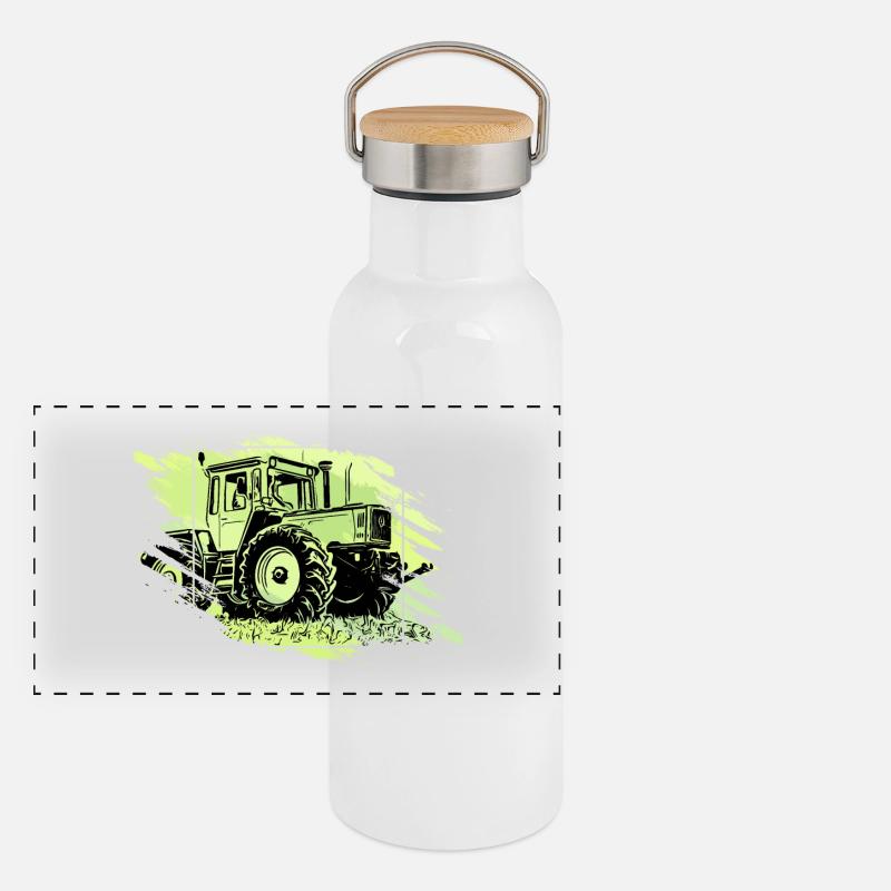 MB Tractor Grunge Retro Panoramic Thermal Bottle with Bamboo Lid