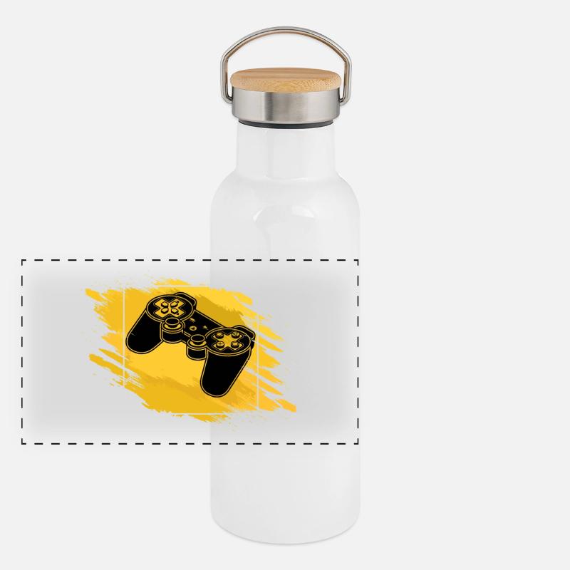 Gaming Controller Retro Panoramic Thermal Bottle with Bamboo Lid