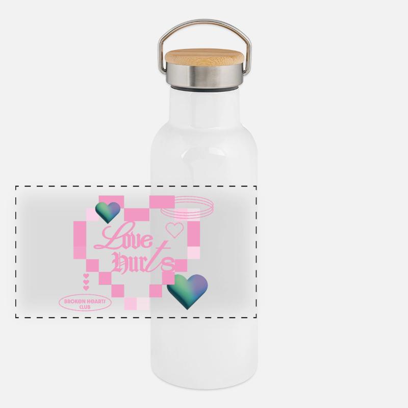Liebe tut weh Panorama Thermosflasche mit Bambusdeckel