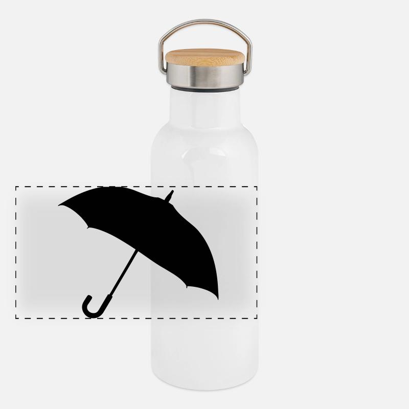 Klassische Regenschirm-Silhouette Panorama Thermosflasche mit Bambusdeckel