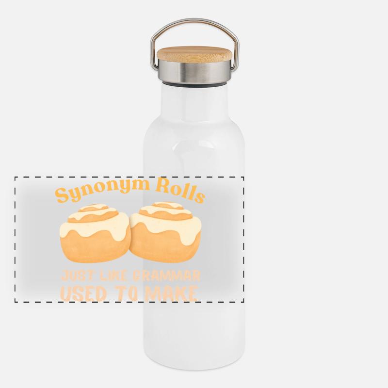 Synonym Rolls Grammatik Humor Design Panorama Thermosflasche mit Bambusdeckel