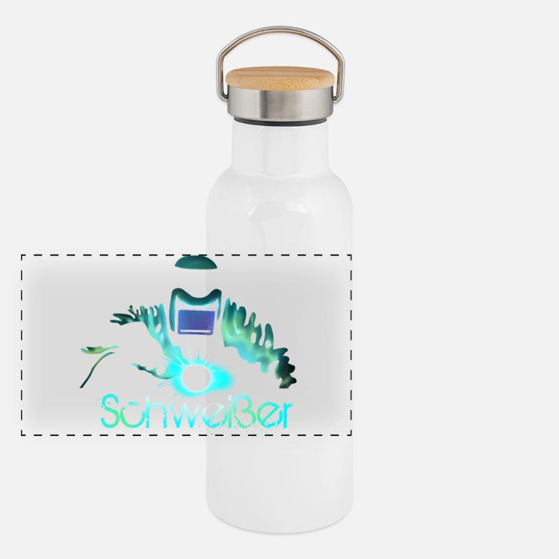 Schweißer Panorama Thermosflasche mit Bambusdeckel